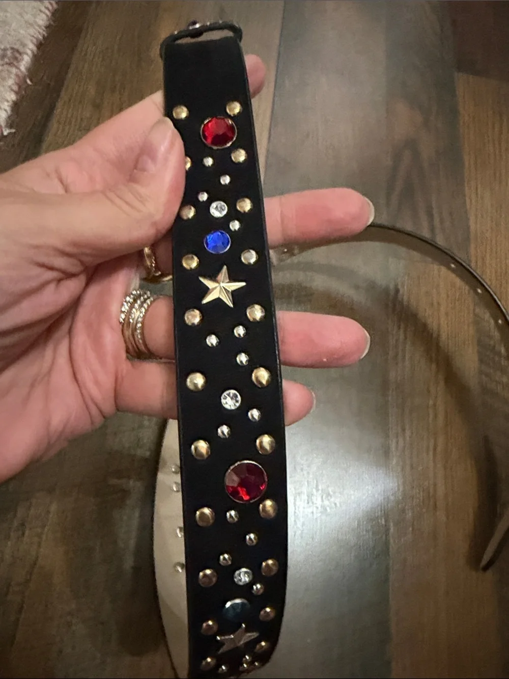 Target Black Studded Faux Suede Belt with Gem Accents Large